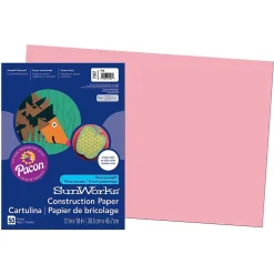 Prang® Construction Paper, Pink, 12" x 18", 50 Sheets Per Pack, 5 Packs (PAC7007-5)