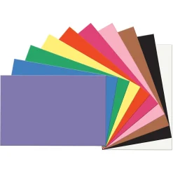 Prang® Construction Paper, 10 Assorted Colors, 12" x 18", 50 Sheets Per Pack, 5 Packs (PAC6507-5)