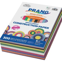 Prang Smart Stack 9" x 12" Construction Paper, Assorted Colors, 300 Sheets/Pack (P6525-0001)