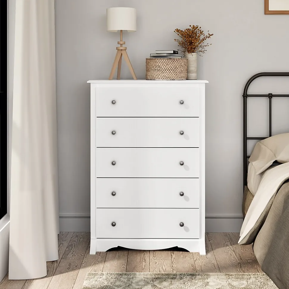 Prepac 44.75" Monterey 5 Drawer Chest, White (WDC-3345-K)