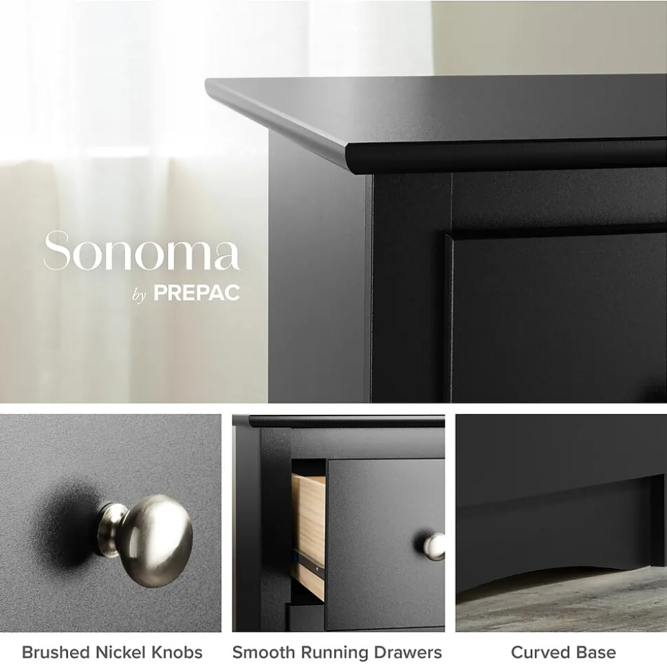 Prepac 29" Sonoma 6 Drawer Dresser, Black (BDC-6330-K)