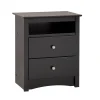 Prepac™ 28" Sonoma Tall 2 Drawer Nightstand With Open Shelf, Black (BDC-2428)