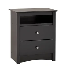 Prepacâ„¢ 28" Sonoma Tall 2 Drawer Nightstand With Open Shelf, Black (BDC-2428)