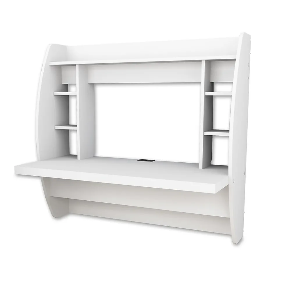 Prepac 42" Wall Mounted Floating Desk with Storage, White (WEHW-0200-1)