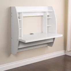Prepac 42" Wall Mounted Floating Desk with Storage, White (WEHW-0200-1)