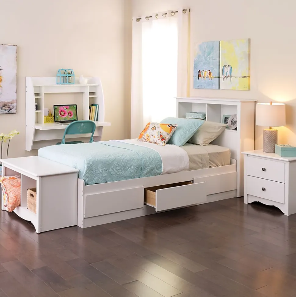 Prepac 42" Wall Mounted Floating Desk with Storage, White (WEHW-0200-1)