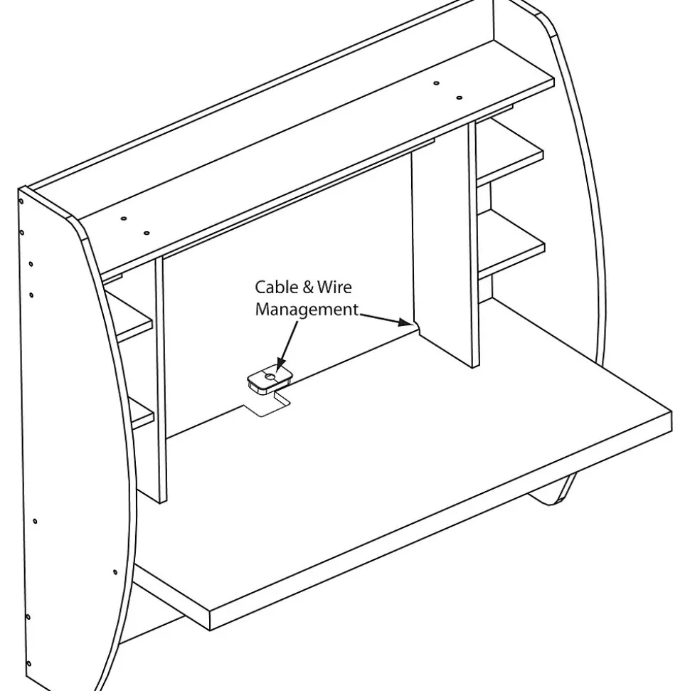 Prepac 42" Wall Mounted Floating Desk with Storage, White (WEHW-0200-1)