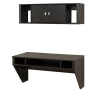 Prepac Designer Floating Desk & Hutch Set, Washed Black (HRHW-0501-2M)