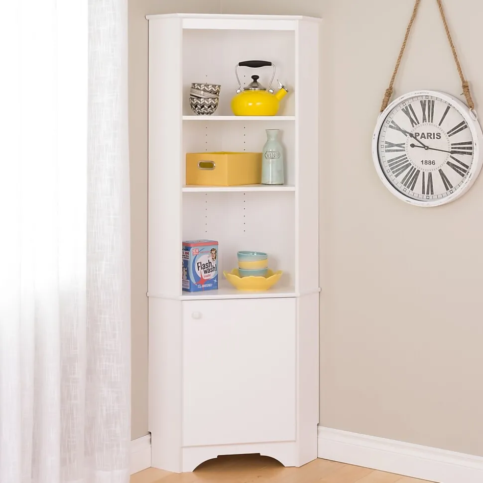 Prepac Elite White Tall 1-Door Corner Storage Cabinet (WSCC-0604-1)