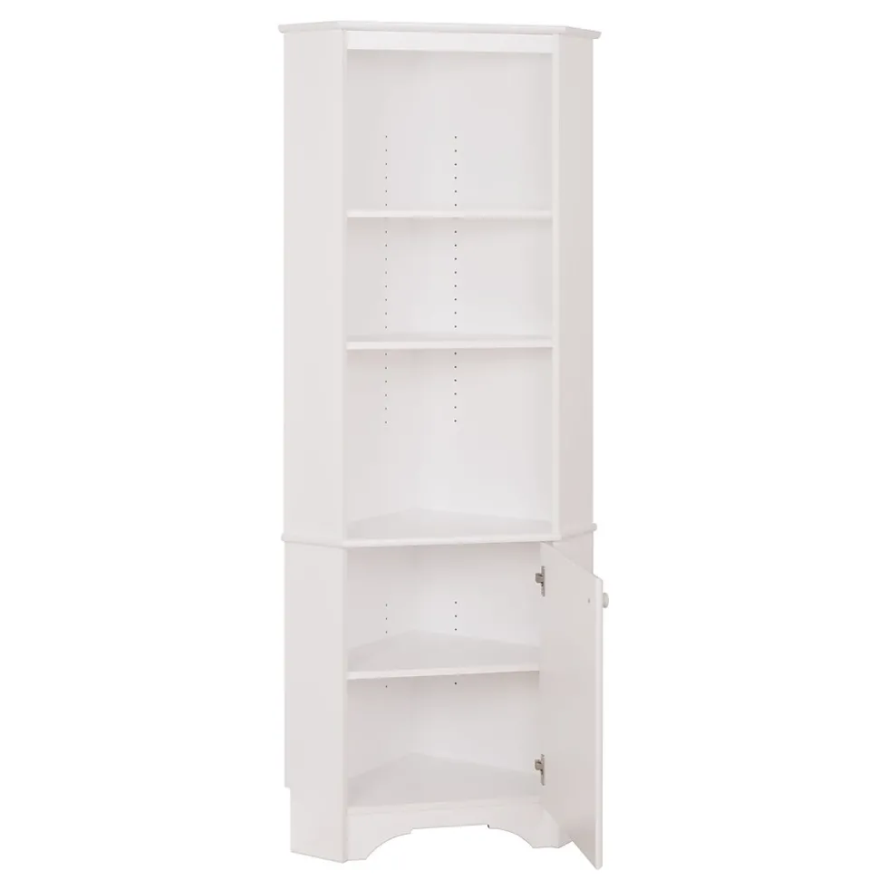 Prepac Elite White Tall 1-Door Corner Storage Cabinet (WSCC-0604-1)
