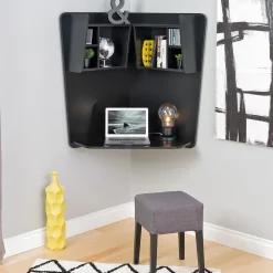Prepac Floating Corner Desk, Black (BEHW-0202-1)