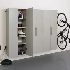 Prepacâ„¢ HangUps 90" Laminate 3 Piece Storage Cabinet Set D, Light Gray
