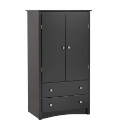 Prepac™ Sonoma Composite Wood 2 Drawer Armoire, Black