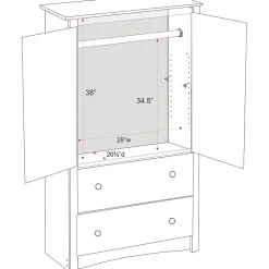 Prepac™ Sonoma Composite Wood 2 Drawer Armoire, Black