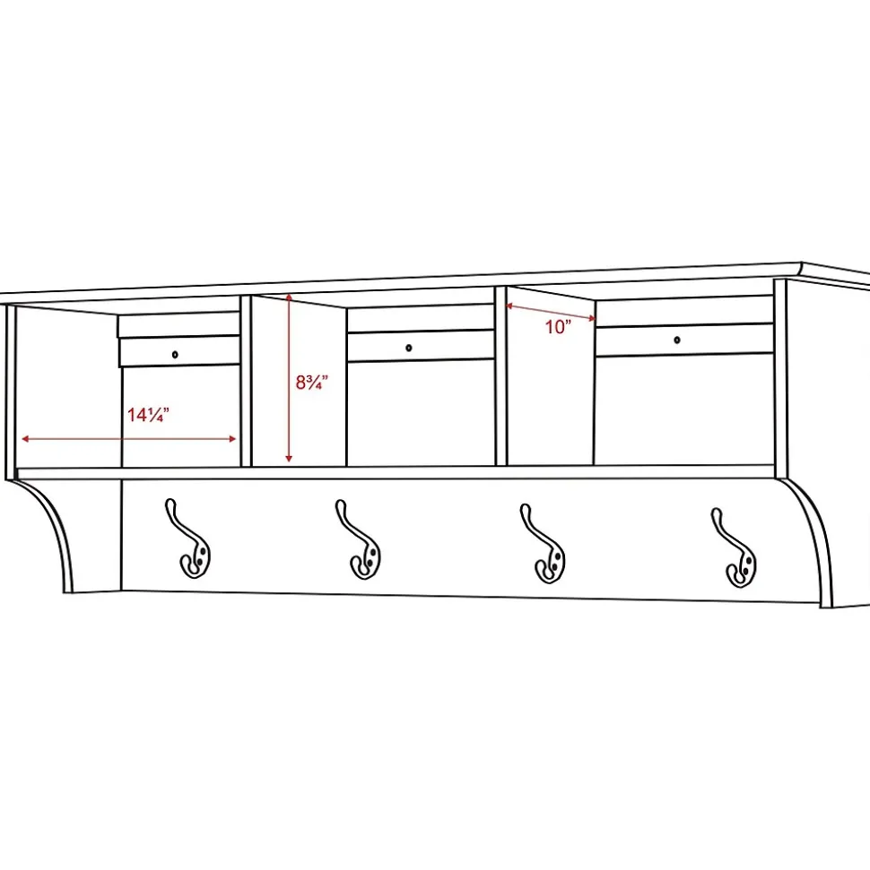 Prepac™ Sonoma Entryway Cubbie Shelf, 48" x 11.5", White