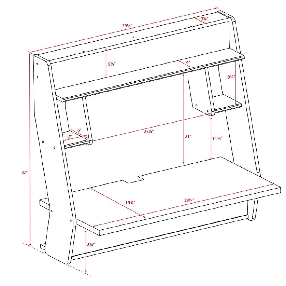 Prepac Studio Floating Desk, White (WEHW-0900-1)