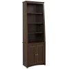 Prepac™ Tall Slant Back Bookcase With 2 Shaker Doors, Espresso