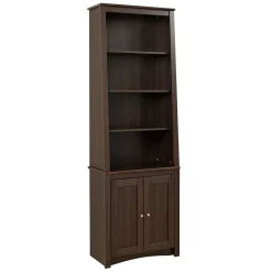 Prepacâ„¢ Tall Slant Back Bookcase With 2 Shaker Doors, Espresso