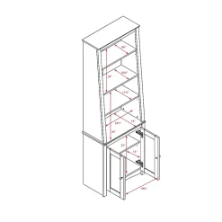 Prepac™ Tall Slant Back Bookcase With 2 Shaker Doors, Espresso