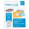 PRES-a-ply Laser/Inkjet Address Labels, 1" x 4", White, 20 Labels/Sheet, 100 Sheets/Box, 2,000 Labels/Box (30601)