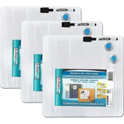 Promarx® Magnetic Dry-Erase Board with Dry-Erase Marker & Two Magnets, 11.5" x 11.5", 3 Sets (KITDE16WDSU0112-3)