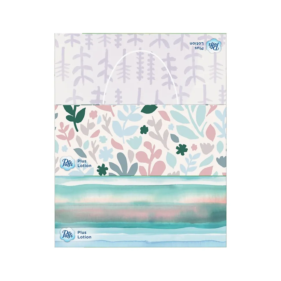 Puffs Plus Lotion Facial Tissue, 2-ply, 124 Tissues/Box, 3 Boxes/Pack (39363)