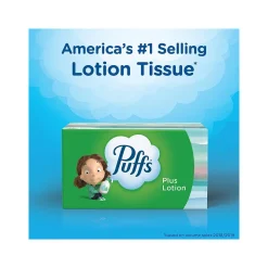 Puffs Plus Lotion Facial Tissue, 2-ply, 124 Tissues/Box, 3 Boxes/Pack (39363)