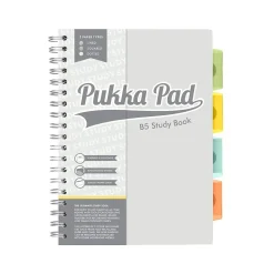 Pukka Pad B5 Study Book Customizable Notebook, 7.09" x 9.6", 120 Sheets, Gray/Silver (9824-STU)
