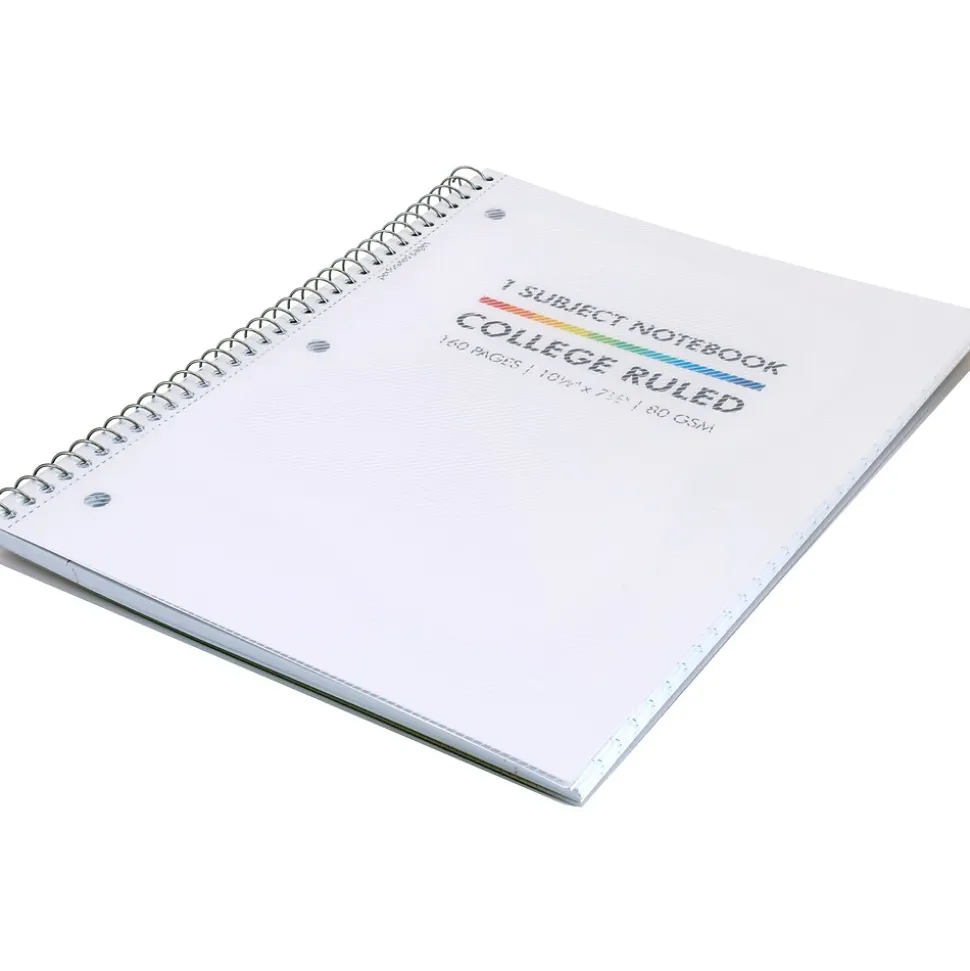 Pukka Pad Basics Subject Notebook, 7.5" x 10.5", College-Ruled, 80 Sheets, White, 3/Pack (9759-BAS)