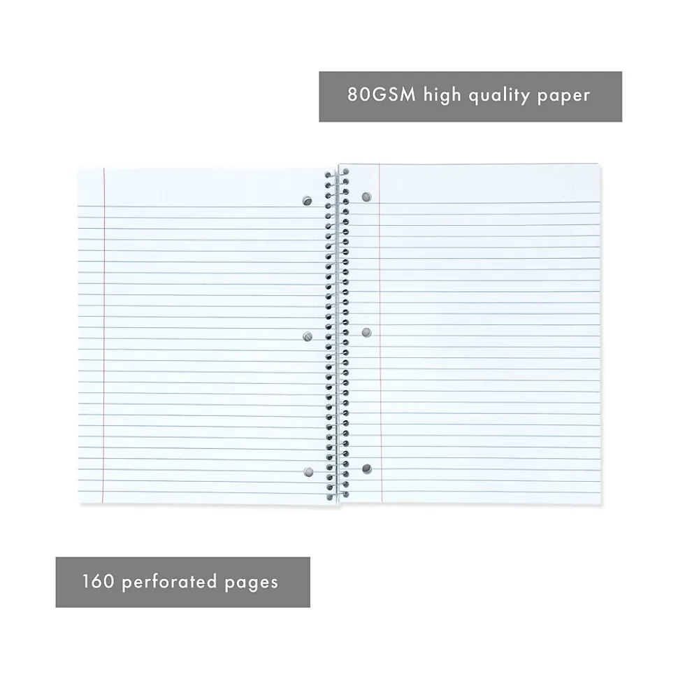 Pukka Pad Basics Subject Notebook, 7.5" x 10.5", College-Ruled, 80 Sheets, White, 3/Pack (9759-BAS)