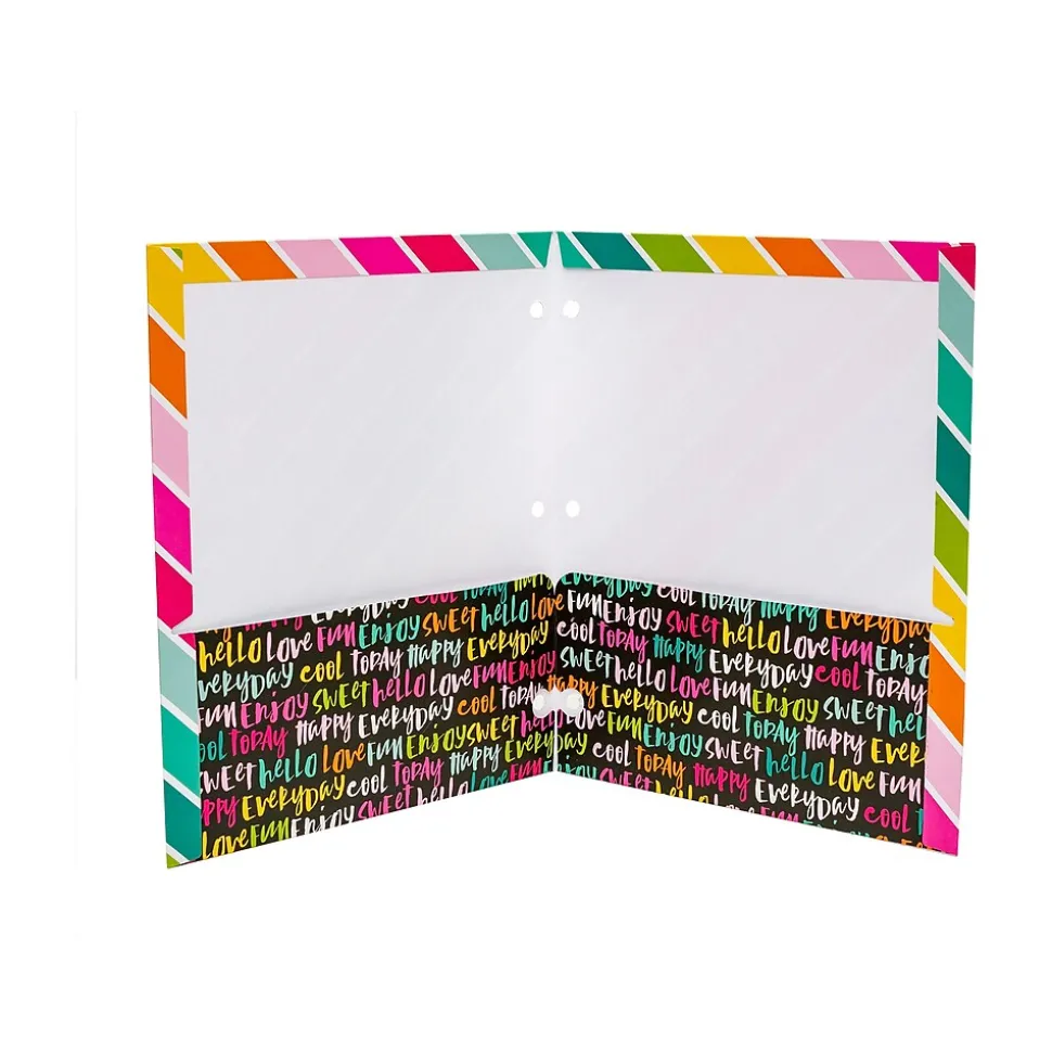 Pukka Pad Carpe Diem Rainbow Color Wash 3-Hole Punched 2-Pocket Portfolio Folders, Assorted Colors, 6/Pack (9097-CD)