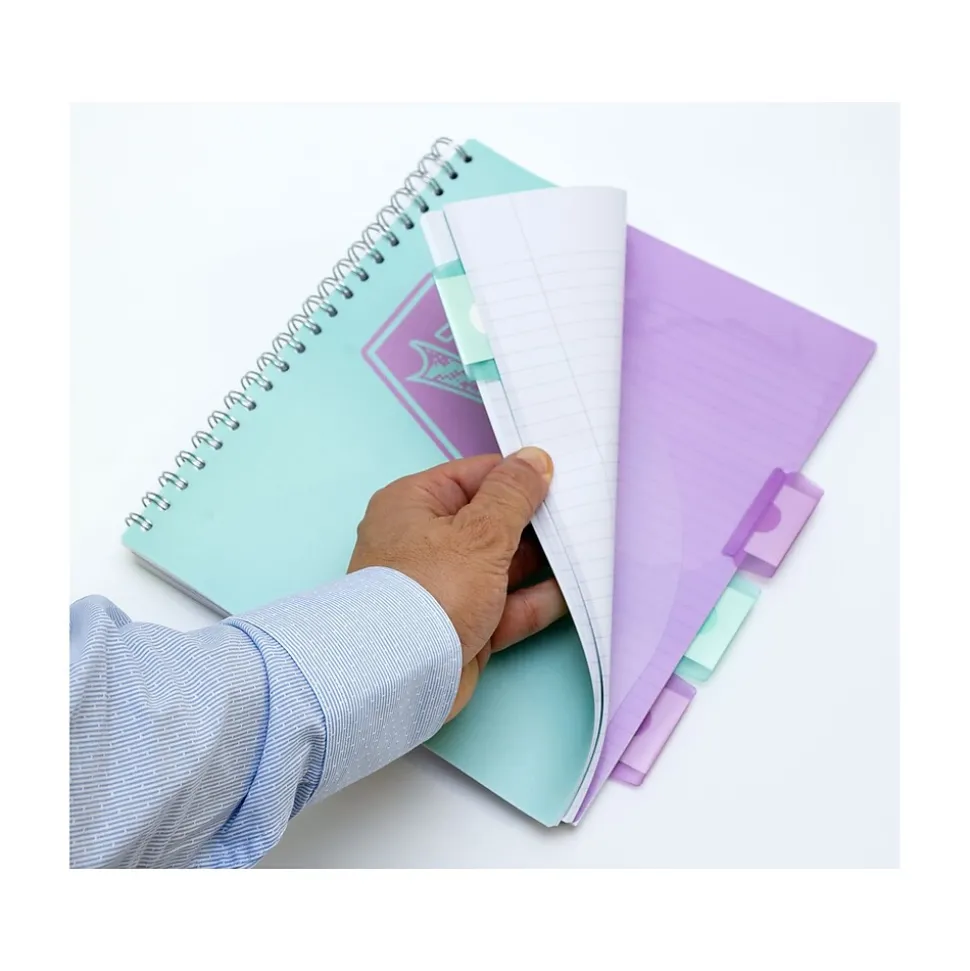 Pukka Pad Pastels 5-Subject Notebooks, 8.5" x 11", Ruled, 100 Sheets, Assorted Colors, 3/Pack (8867-PST)