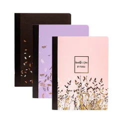 Pukka Pad Rochelle & Jess Composition Notebooks, 7.5" x 9.75", College Ruled, 70 Sheets, Assorted Colors, 3/Pack (9107-ROC)