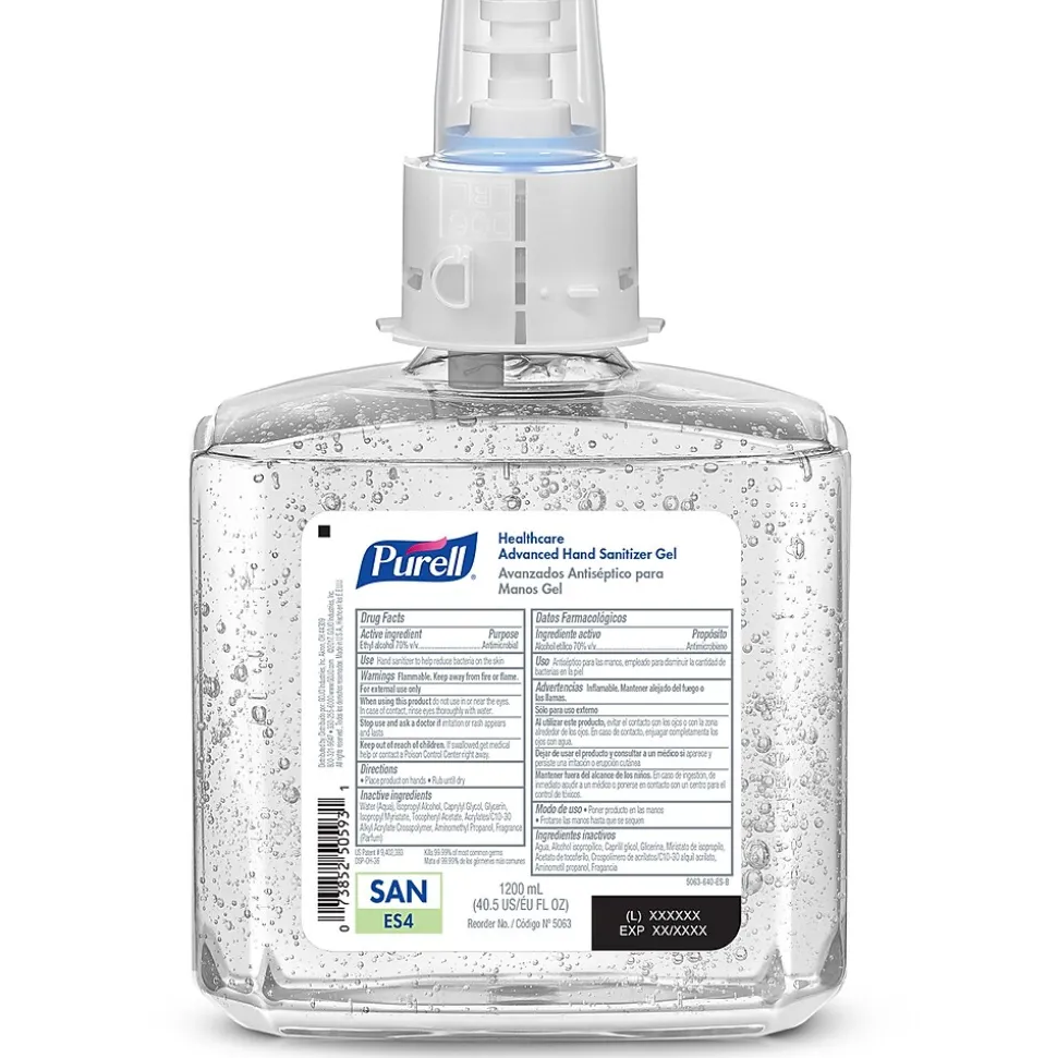 PURELL Advanced 70% Alcohol Gel Hand Sanitizer Refill for ES4 Dispenser, Citrus Scent, 1200 mL, 2/Carton (5063-02)