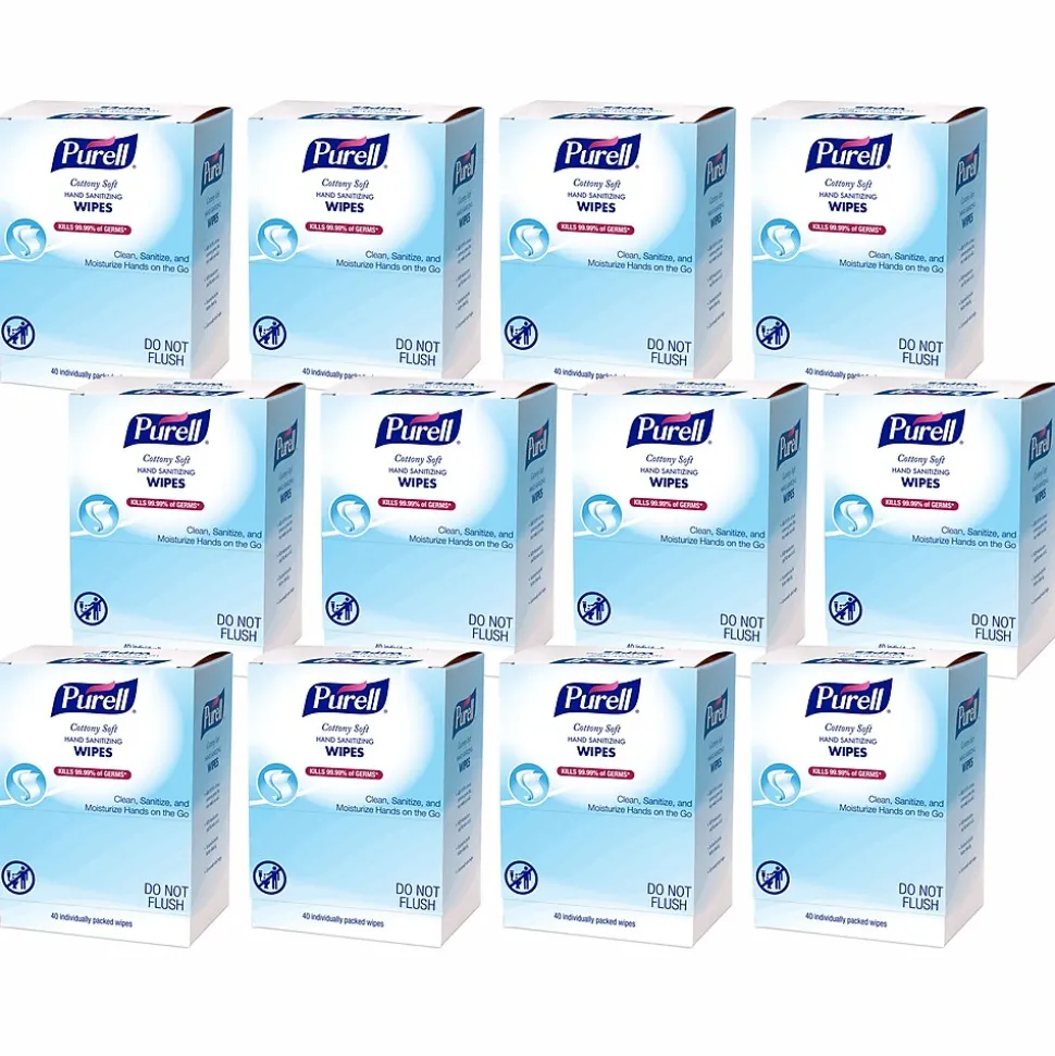 PURELL Cottony Soft 62% Alcohol Hand Sanitizing Wipes, 480 Wipes/Carton, 480/Carton (9025-12)