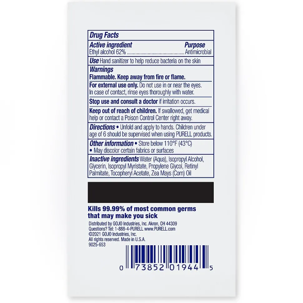 PURELL Cottony Soft 62% Alcohol Hand Sanitizing Wipes, 480 Wipes/Carton, 480/Carton (9025-12)