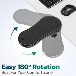 Purely E5620 Ergonomic Arm Rest/Elbow Support for Desk, 180° Adjustable Computer Desk Support Extender, Black (PARE5620)