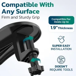 Purely E5620 Ergonomic Arm Rest/Elbow Support for Desk, 180° Adjustable Computer Desk Support Extender, Black (PARE5620)