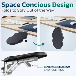 Purely E5720 Ergonomic Arm/Elbow Support Rest for Desk, Computer Desk Arm Extender, Black (PARE5720)