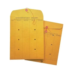 Quality Park Button & String Kraft Catalog Envelopes, 10" x 15", Brown, 100/Box (63564)