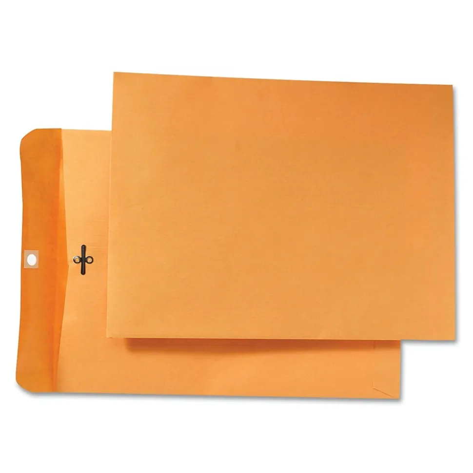 Quality Park Clasp & Moistenable Glue Nonstandard Kraft Catalog Envelope, 9" x 12", Brown, 100/Box (QUA43090)
