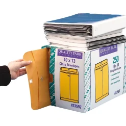 Quality Park Clasp Kraft Catalog Envelope, 9" x 12", Kraft, 250/Box (37590)