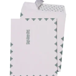 Quality Park First Class Redi-Strip Redi-Seal Catalog Envelope, 10" x 13", White/Green Border, 100/Box (44786)