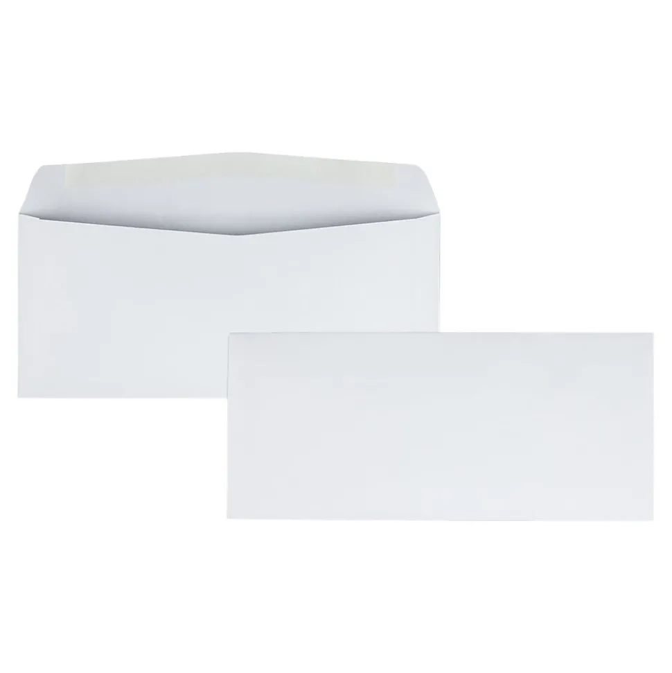 Quality Park Gummed #10 Business Envelopes, 4 1/8" x 9 1/2", White Wove, 500/Box (QUA90020)