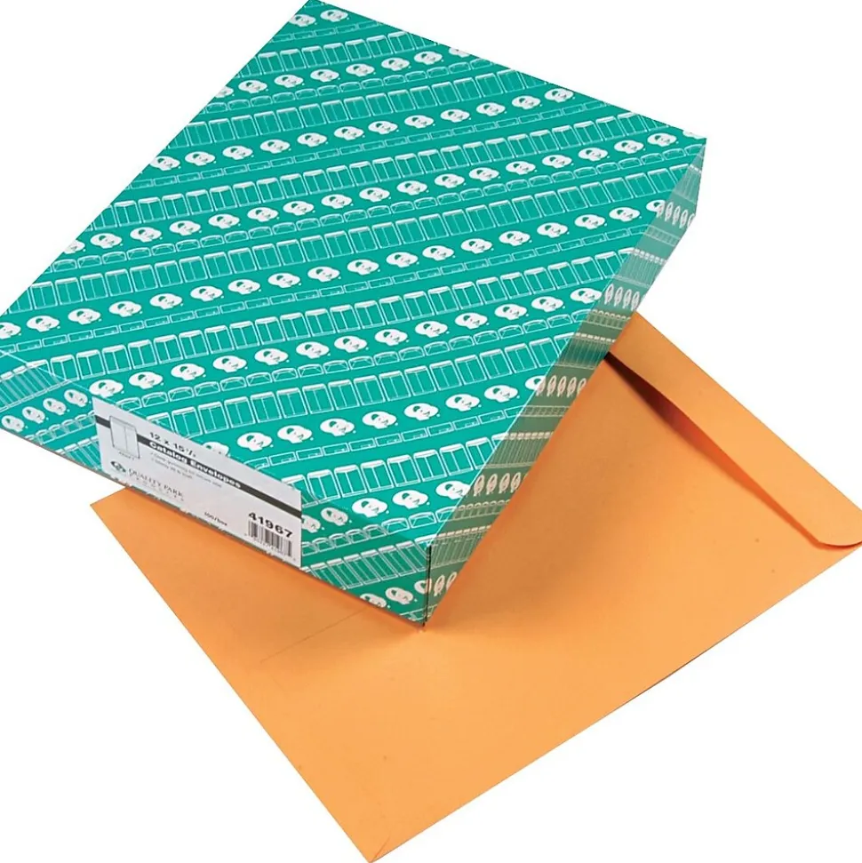 Quality Park Gummed Kraft Catalog Envelope, 12" x 15 1/2", Light Kraft, 100/Box (41967)