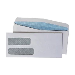 Quality Park Gummed Security Tinted #10 Double Window Envelopes, 4 1/8" x 9 1/2", White, 500/Box (24550)