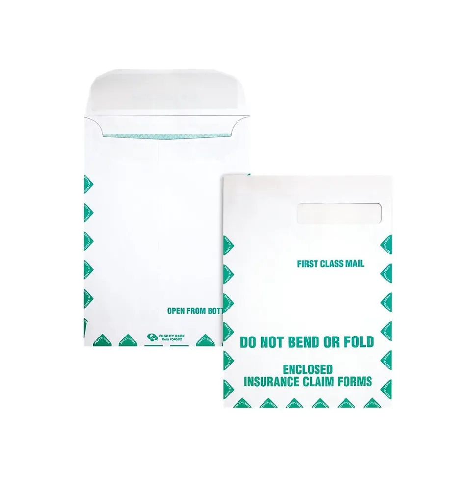 Quality Park Health Claim Insurance Self Seal Catalog Envelopes, 9" x 12.5", White Wove, 100/Box (QUA54692)