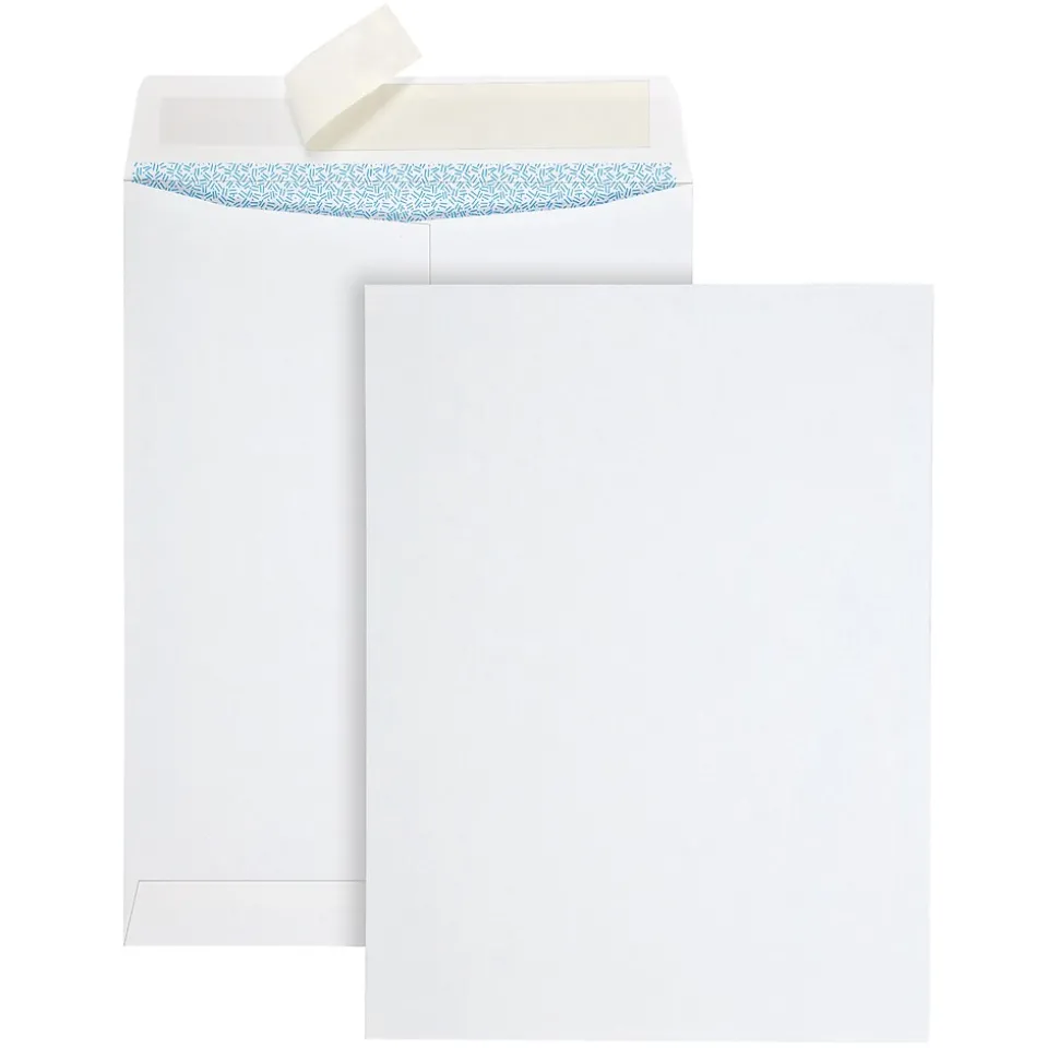 Quality Park Redi-Strip Self Seal Catalog Envelope, 9" x 12", White, 100/Box (QUA44926)