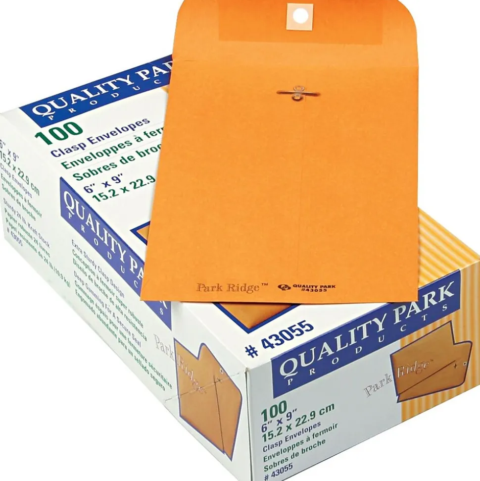 Quality Park Ridge Kraft Clasp Catalog Envelope, 6" x 9", Kraft, 100/Box (43055)