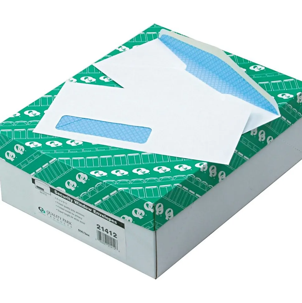 Quality Park Security Tinted #10 Window Envelope 4 1/8" x 9 1/2", White, 500/Box (QUA21412)